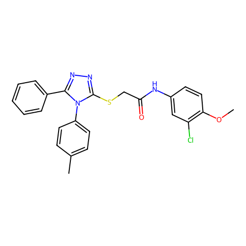 N-(3-chloro-4-methoxyphenyl)-2-{[4-(4-methylphenyl)-5-phenyl-4H-1,2,4-triazol-3-yl]sulfanyl}acetamide structure
