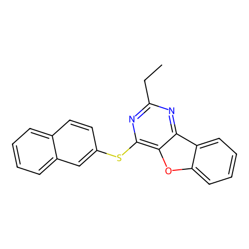 2-Ethyl-4-(naphthalen-2-ylsulfanyl)[1]benzofuro[3,2-d]pyrimidine structure