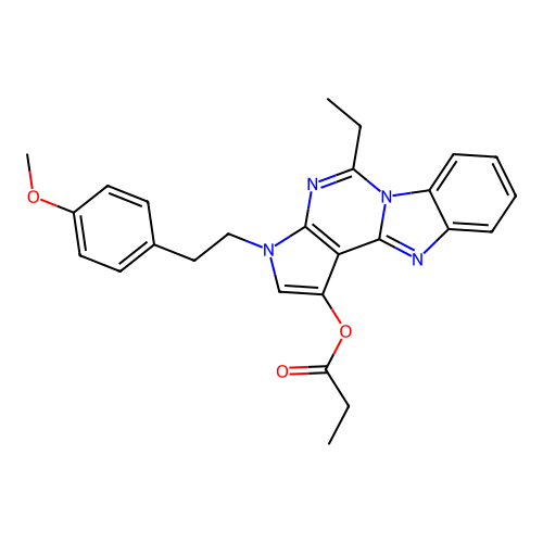 5-ethyl-3-(4-methoxyphenethyl)-3H-benzo[4,5]imidazo[1,2-c]pyrrolo[3,2-e]pyrimidin-1-yl propionate structure
