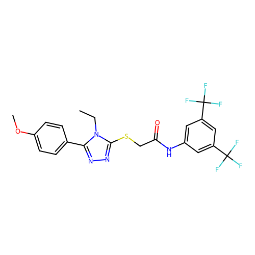 N-(3,5-bis(trifluoromethyl)phenyl)-2-((4-ethyl-5-(4-methoxyphenyl)-4H-1,2,4-triazol-3-yl)thio)acetamide structure