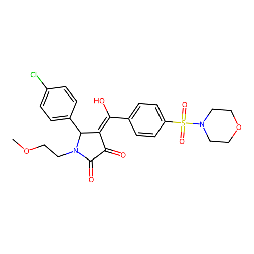 (4E)-5-(4-chlorophenyl)-4-[hydroxy-(4-morpholin-4-ylsulfonylphenyl)methylidene]-1-(2-methoxyethyl)pyrrolidine-2,3-dione structure