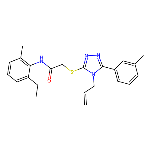 N-(2-ethyl-6-methylphenyl)-2-{[5-(3-methylphenyl)-4-(prop-2-en-1-yl)-4H-1,2,4-triazol-3-yl]sulfanyl}acetamide structure