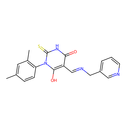 (5E)-1-(2,4-dimethylphenyl)-5-[(pyridin-3-ylmethylamino)methylidene]-2-sulfanylidene-1,3-diazinane-4,6-dione structure