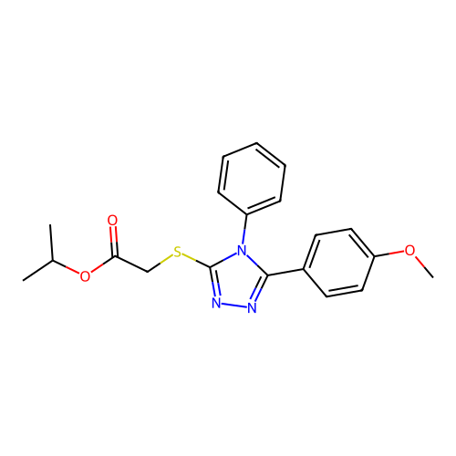 Methylethyl 2-[5-(4-methoxyphenyl)-4-phenyl-1,2,4-triazol-3-ylthio]acetate structure