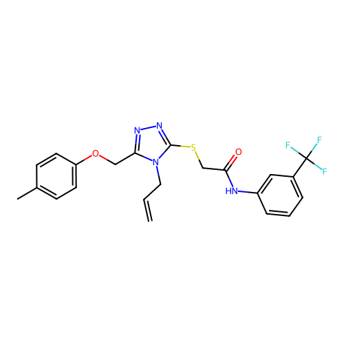 2-((4-allyl-5-((p-tolyloxy)methyl)-4H-1,2,4-triazol-3-yl)thio)-N-(3-(trifluoromethyl)phenyl)acetamide structure