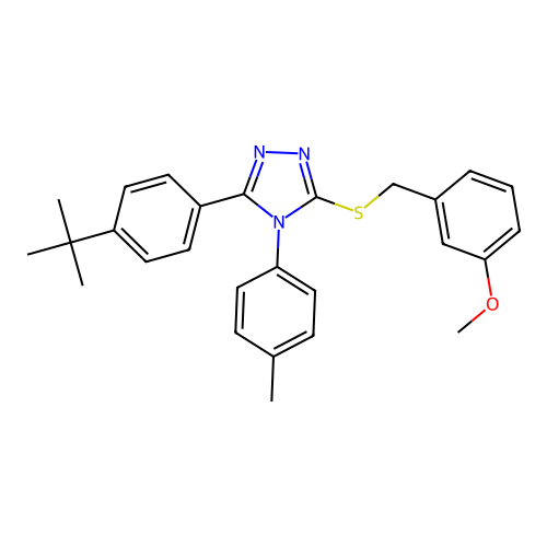 3-(4-(tert-butyl)phenyl)-5-((3-methoxybenzyl)thio)-4-(p-tolyl)-4H-1,2,4-triazole structure