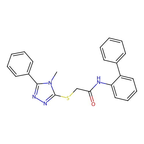 N-(biphenyl-2-yl)-2-[(4-methyl-5-phenyl-4H-1,2,4-triazol-3-yl)sulfanyl]acetamide structure