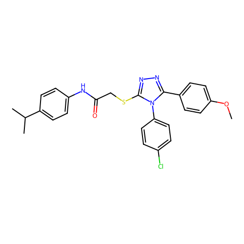 2-{[4-(4-chlorophenyl)-5-(4-methoxyphenyl)-4H-1,2,4-triazol-3-yl]sulfanyl}-N-[4-(propan-2-yl)phenyl]acetamide structure