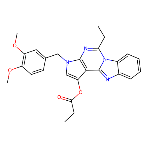 3-(3,4-dimethoxybenzyl)-5-ethyl-3H-benzo[4,5]imidazo[1,2-c]pyrrolo[3,2-e]pyrimidin-1-yl propionate structure