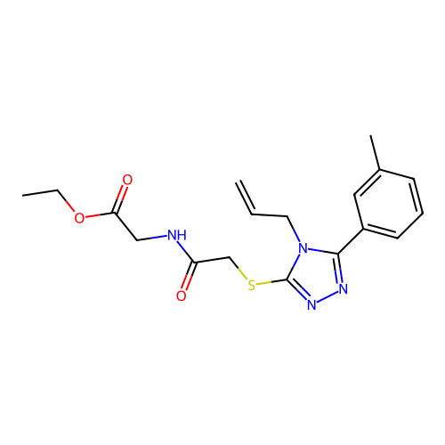 ethyl 2-(2-((4-allyl-5-(m-tolyl)-4H-1,2,4-triazol-3-yl)thio)acetamido)acetate structure