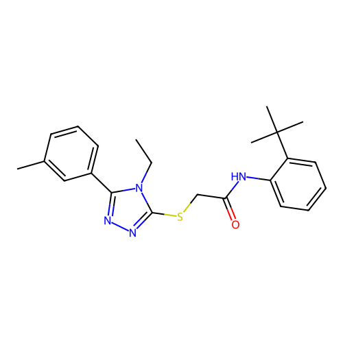 N-(2-tert-butylphenyl)-2-{[4-ethyl-5-(3-methylphenyl)-4H-1,2,4-triazol-3-yl]sulfanyl}acetamide structure