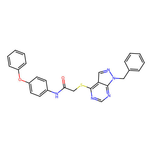 2-(1-benzylpyrazolo[3,4-d]pyrimidin-4-yl)sulfanyl-N-(4-phenoxyphenyl)acetamide structure
