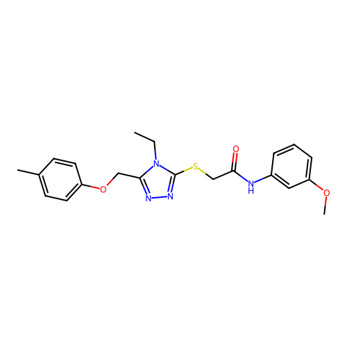 2-((4-ethyl-5-((p-tolyloxy)methyl)-4H-1,2,4-triazol-3-yl)thio)-N-(3-methoxyphenyl)acetamide structure