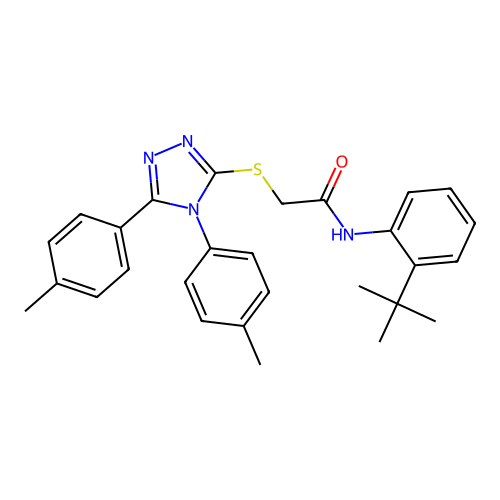 2-[[4,5-bis(4-methylphenyl)-1,2,4-triazol-3-yl]sulfanyl]-N-(2-tert-butylphenyl)acetamide structure