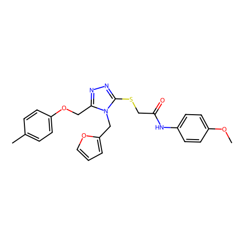 2-((4-(furan-2-ylmethyl)-5-((p-tolyloxy)methyl)-4H-1,2,4-triazol-3-yl)thio)-N-(4-methoxyphenyl)acetamide structure