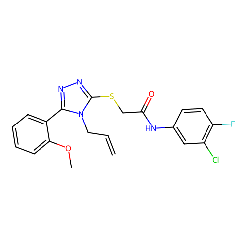 N-(3-chloro-4-fluorophenyl)-2-{[5-(2-methoxyphenyl)-4-(prop-2-en-1-yl)-4H-1,2,4-triazol-3-yl]sulfanyl}acetamide structure
