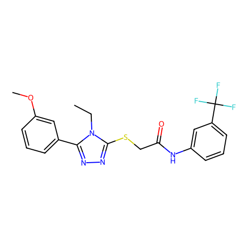 2-{[4-ethyl-5-(3-methoxyphenyl)-4H-1,2,4-triazol-3-yl]sulfanyl}-N-[3-(trifluoromethyl)phenyl]acetamide structure
