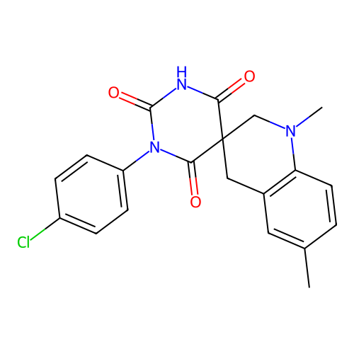 1-(4-chlorophenyl)-1',6'-dimethyl-2',4'-dihydro-1H,1'H-spiro[pyrimidine-5,3'-quinoline]-2,4,6(3H)-trione structure