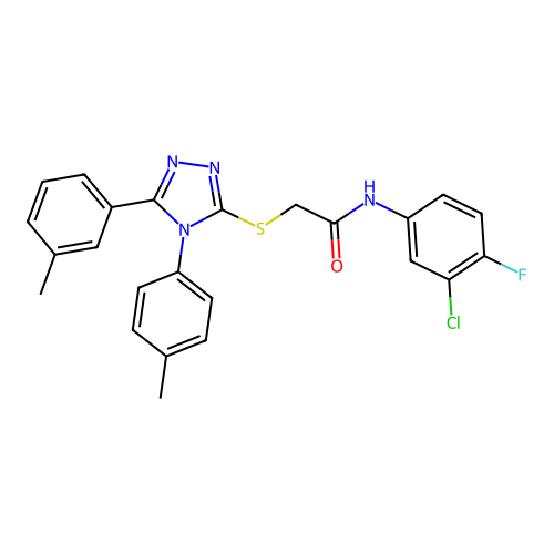 N-(3-chloro-4-fluorophenyl)-2-{[5-(3-methylphenyl)-4-(4-methylphenyl)-4H-1,2,4-triazol-3-yl]sulfanyl}acetamide structure