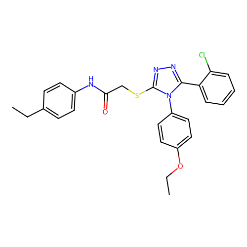 2-[[5-(2-chlorophenyl)-4-(4-ethoxyphenyl)-1,2,4-triazol-3-yl]sulfanyl]-N-(4-ethylphenyl)acetamide structure