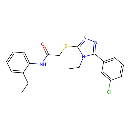 2-{[5-(3-chlorophenyl)-4-ethyl-4H-1,2,4-triazol-3-yl]sulfanyl}-N-(2-ethylphenyl)acetamide structure