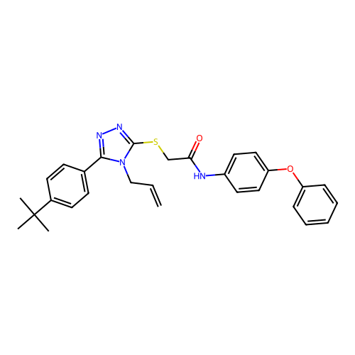 2-{[5-(4-tert-butylphenyl)-4-(prop-2-en-1-yl)-4H-1,2,4-triazol-3-yl]sulfanyl}-N-(4-phenoxyphenyl)acetamide structure