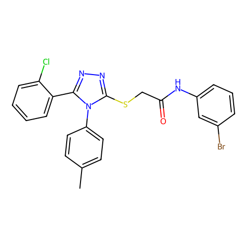 N-(3-bromophenyl)-2-[[5-(2-chlorophenyl)-4-(4-methylphenyl)-1,2,4-triazol-3-yl]sulfanyl]acetamide structure