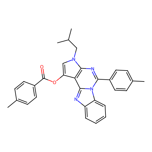 3-isobutyl-5-(p-tolyl)-3H-benzo[4,5]imidazo[1,2-c]pyrrolo[3,2-e]pyrimidin-1-yl 4-methylbenzoate structure