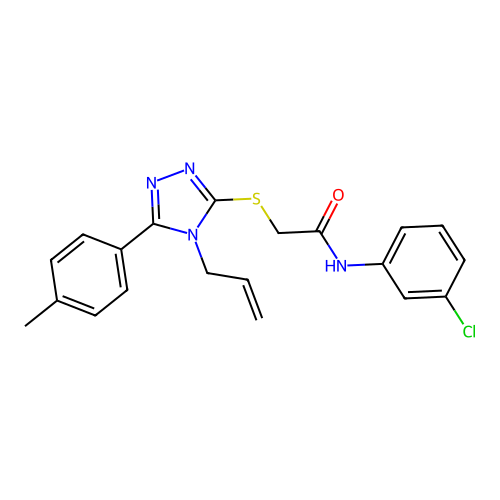 2-((4-allyl-5-(p-tolyl)-4H-1,2,4-triazol-3-yl)thio)-N-(3-chlorophenyl)acetamide structure