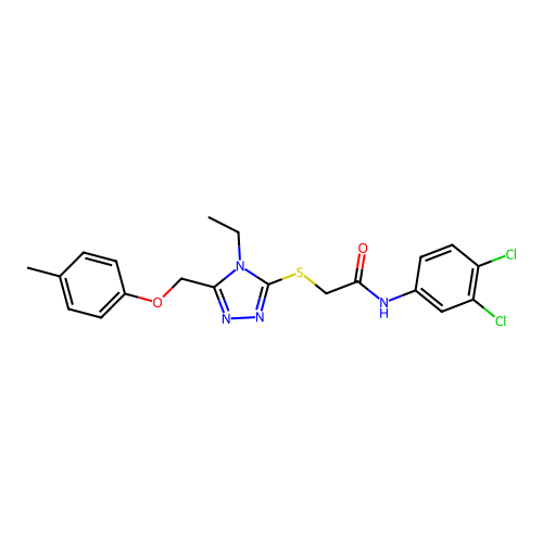 N-(3,4-dichlorophenyl)-2-((4-ethyl-5-((p-tolyloxy)methyl)-4H-1,2,4-triazol-3-yl)thio)acetamide structure