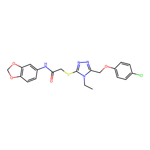 N-(1,3-benzodioxol-5-yl)-2-({5-[(4-chlorophenoxy)methyl]-4-ethyl-4H-1,2,4-triazol-3-yl}sulfanyl)acetamide structure