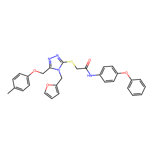 2-((4-(furan-2-ylmethyl)-5-((p-tolyloxy)methyl)-4H-1,2,4-triazol-3-yl)thio)-N-(4-phenoxyphenyl)acetamide structure