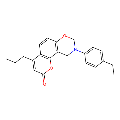 9-(4-ethylphenyl)-4-propyl-9,10-dihydro-2H,8H-chromeno[8,7-e][1,3]oxazin-2-one structure