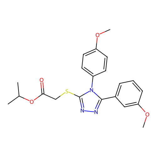 Propan-2-yl 2-[[5-(3-methoxyphenyl)-4-(4-methoxyphenyl)-1,2,4-triazol-3-yl]sulfanyl]acetate structure
