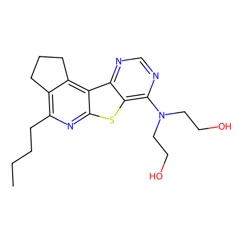2,2'-((4-butyl-2,3-dihydro-1H-cyclopenta[4',5']pyrido[3',2':4,5]thieno[3,2-d]pyrimidin-7-yl)azanediyl)diethanol structure