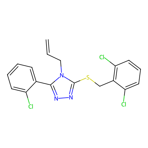 3-(2-chlorophenyl)-5-[(2,6-dichlorophenyl)methylsulfanyl]-4-prop-2-enyl-1,2,4-triazole structure