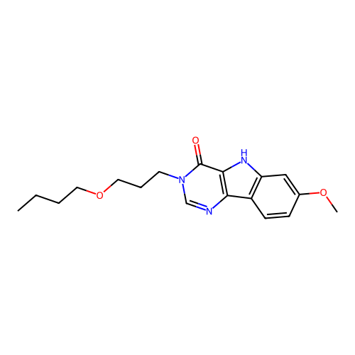 3-(3-butoxypropyl)-7-methoxy-3,5-dihydro-4H-pyrimido[5,4-b]indol-4-one structure
