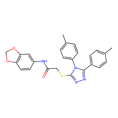 N-(benzo[d][1,3]dioxol-5-yl)-2-((4,5-di-p-tolyl-4H-1,2,4-triazol-3-yl)thio)acetamide structure