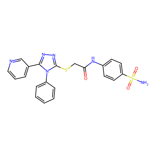 2-[(4-phenyl-5-pyridin-3-yl-1,2,4-triazol-3-yl)sulfanyl]-N-(4-sulfamoylphenyl)acetamide structure
