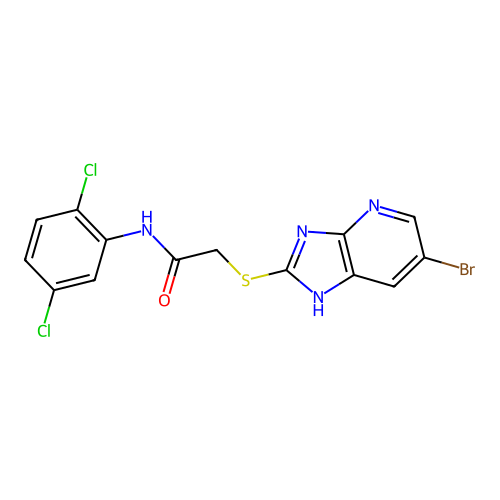 2-((6-bromo-3H-imidazo[4,5-b]pyridin-2-yl)thio)-N-(2,5-dichlorophenyl)acetamide structure