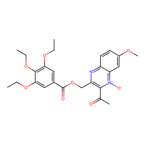 (3-Acetyl-6-methoxy-4-oxidoquinoxalin-4-ium-2-yl)methyl 3,4,5-triethoxybenzoate structure
