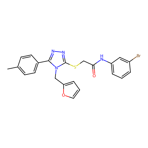 N-(3-bromophenyl)-2-{[4-(furan-2-ylmethyl)-5-(4-methylphenyl)-4H-1,2,4-triazol-3-yl]sulfanyl}acetamide structure