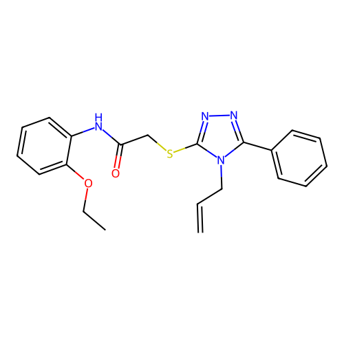 N-(2-ethoxyphenyl)-2-[(5-phenyl-4-prop-2-enyl-1,2,4-triazol-3-yl)sulfanyl]acetamide structure