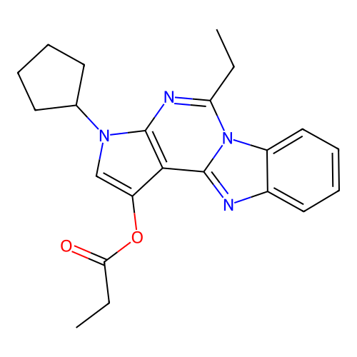 3-cyclopentyl-5-ethyl-3H-benzo[4,5]imidazo[1,2-c]pyrrolo[3,2-e]pyrimidin-1-yl propionate structure