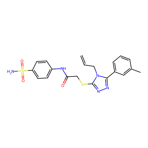 2-{[5-(3-methylphenyl)-4-(prop-2-en-1-yl)-4H-1,2,4-triazol-3-yl]sulfanyl}-N-(4-sulfamoylphenyl)acetamide structure