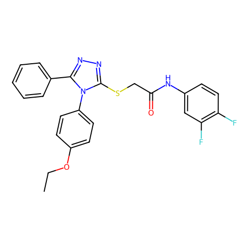 N-(3,4-difluorophenyl)-2-[[4-(4-ethoxyphenyl)-5-phenyl-1,2,4-triazol-3-yl]sulfanyl]acetamide structure