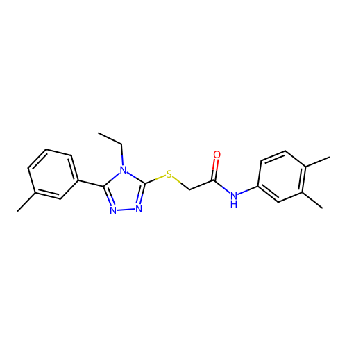 N-(3,4-dimethylphenyl)-2-{[4-ethyl-5-(3-methylphenyl)-4H-1,2,4-triazol-3-yl]sulfanyl}acetamide structure