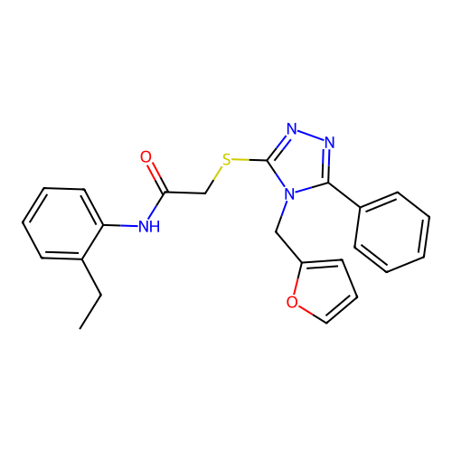 N-(2-ethylphenyl)-2-{[4-(furan-2-ylmethyl)-5-phenyl-4H-1,2,4-triazol-3-yl]sulfanyl}acetamide structure