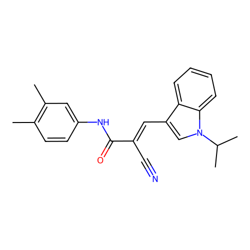 2-cyano-N-(3,4-dimethylphenyl)-3-(1-propan-2-ylindol-3-yl)prop-2-enamide structure