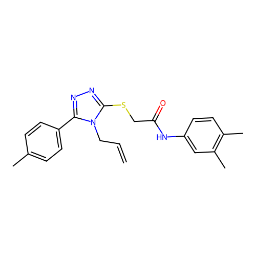 N-(3,4-dimethylphenyl)-2-{[5-(4-methylphenyl)-4-(prop-2-en-1-yl)-4H-1,2,4-triazol-3-yl]sulfanyl}acetamide structure